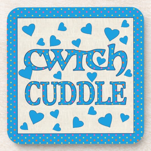 ウェルシュCwtchとハートを備えた6つのコルクコースターのセット コースター (正面)