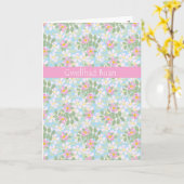 ウェルシュGet Well Card, Pink Dogroses on Blue カード (黄色い花)