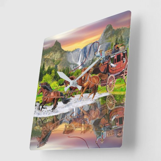 ウェルズファーゴステージコーチ スクエア壁時計 (傾斜)