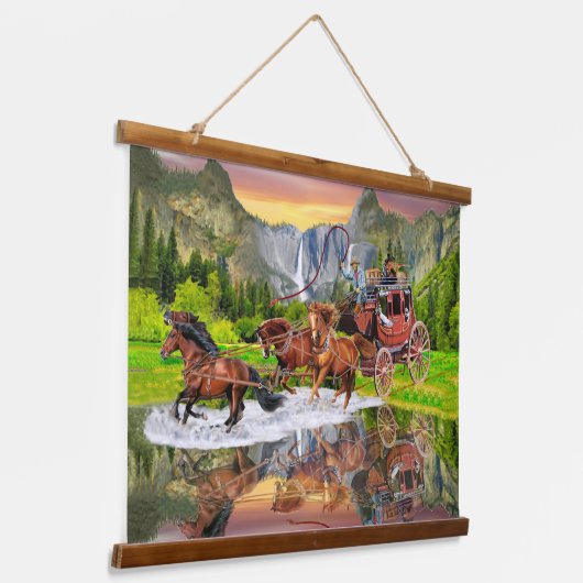ウェルズファーゴステージコーチ 吊り下げ型タペストリー (傾斜あり)