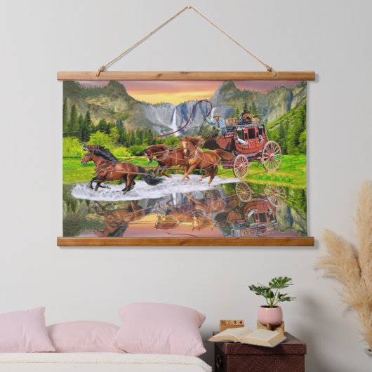 ウェルズファーゴステージコーチ 吊り下げ型タペストリー (寝室)