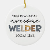 ウェルダおもしろいー素晴らしギフト セラミックオーナメント (正面)