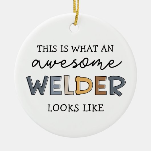 ウェルダおもしろいー素晴らしギフト セラミックオーナメント (正面)