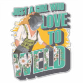 ウェルダーへの贈り物を溶接するのが大好きな女の子だけ シール (正面)