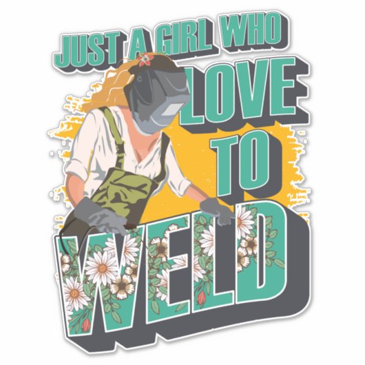 ウェルダーへの贈り物を溶接するのが大好きな女の子だけ シール (正面)