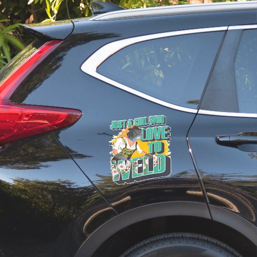 ウェルダーへの贈り物を溶接するのが大好きな女の子だけ シール (車体側面)