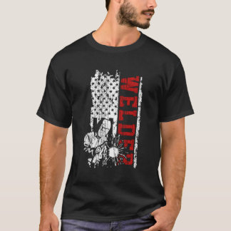 ウェルダーアメリカ国旗ヴィンテージ愛国溶接Gif Tシャツ
