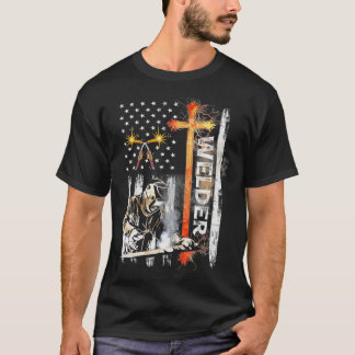 ウェルダーアメリカ国旗Welding Faith Cross Christian Tシャツ