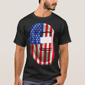ウェルダーギフト愛国的な溶接アメリカ国旗ヘルメ Tシャツ