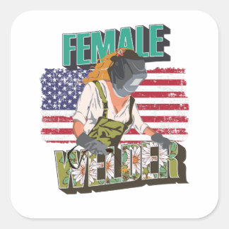ウェルダークイーンの米国国旗の贈り物(女性) スクエアシール