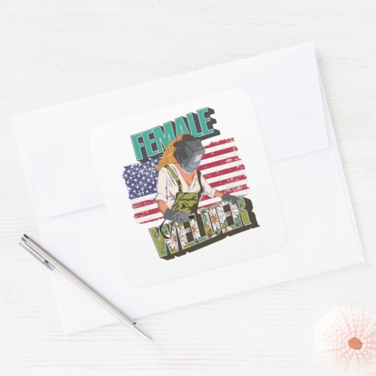 ウェルダークイーンの米国国旗の贈り物(女性) スクエアシール (封筒)