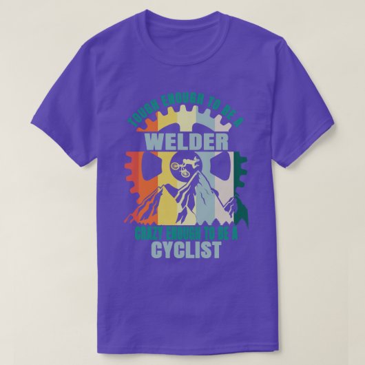 ウェルダーバイクもしくは自転車に乗る人デザイン Tシャツ (デザイン正面)
