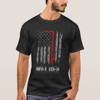 ウェルダーレッドラインアメリカ国旗Shirt Usa Patriotic Tシャツ