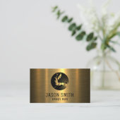 ウェルダーロゴ |メタリック金ゴールド |産業用 名刺 (スタンド正面)