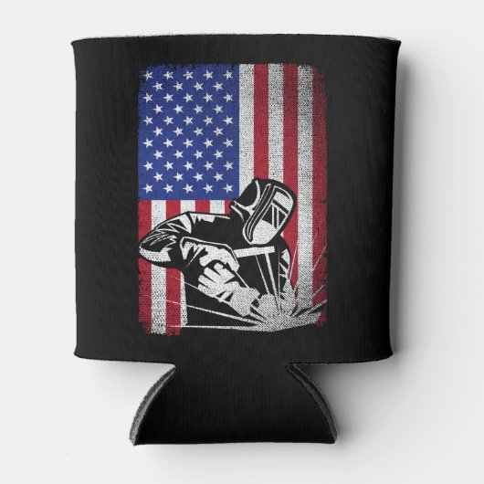 ウェルダーヴィンテージアメリカ国旗の溶接 缶クーラー (正面)