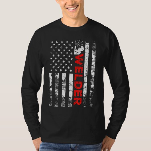 ウェルダーヴィンテージアメリカ国旗の溶接 Tシャツ (正面)