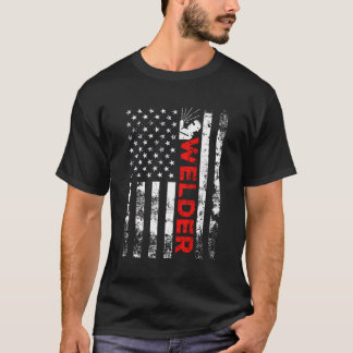 ウェルダーヴィンテージアメリカ国旗の溶接 Tシャツ