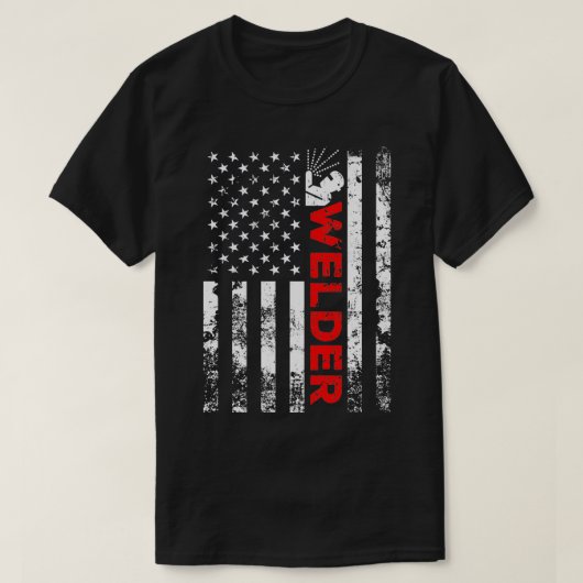 ウェルダーヴィンテージアメリカ国旗の溶接 Tシャツ (デザイン正面)