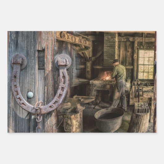 ウェルダーヴィンテージ鍛冶ホースシューズ ラッピングペーパーシート (正面)