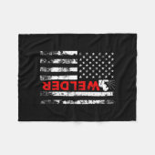 ウェルダーヴィンテージUSA国旗溶接  フリースブランケット (正面(横))