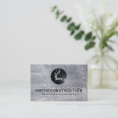 ウェルダー建築ロゴ | メタルシートリベット 名刺 (スタンド正面)