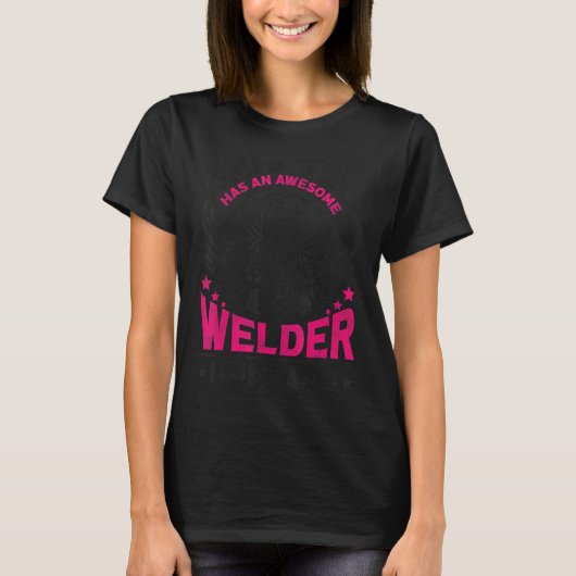 ウェルダー溶接妻の夫この女の子は素晴らしい Tシャツ (正面)