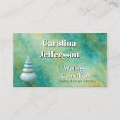 ウェルネスエレガントコンサルタント禅ストーンズロータスティール(緑がかった色) 名刺 (正面)