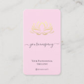 ウェルネスエレガントスパセラピストピンク金ゴールドロータスQR 名刺 (正面)