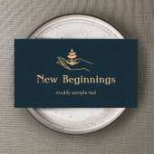 ウェルネスカウンセラーの手を持つ葉植物 名刺