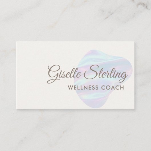 ウェルネスコーチ虹彩色パールオパール抽象芸術 名刺 (正面)