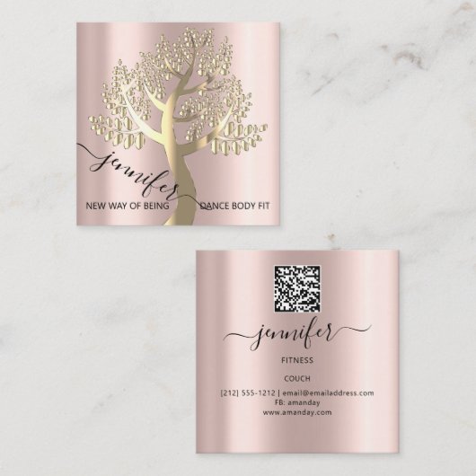 ウェルネススパソファQRCODEバラツリーオブライブ スクエア名刺 (正面/裏面)