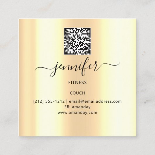 ウェルネススパソフツリーのライブ金ゴールドQRコード スクエア名刺 (裏面)