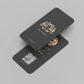 ウェルネススパヘア美しいエステティシャン金ゴールドロータス 名刺