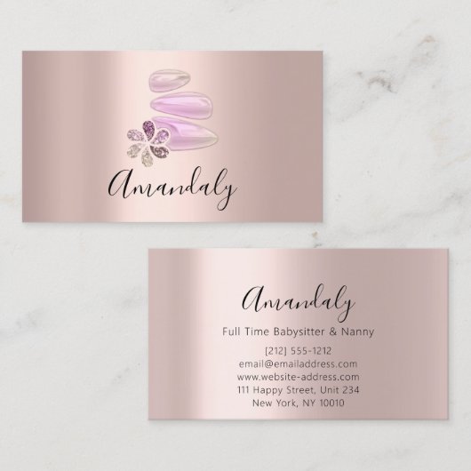 ウェルネススパマッサージセラピーピンクローズ 名刺 (正面/裏面)