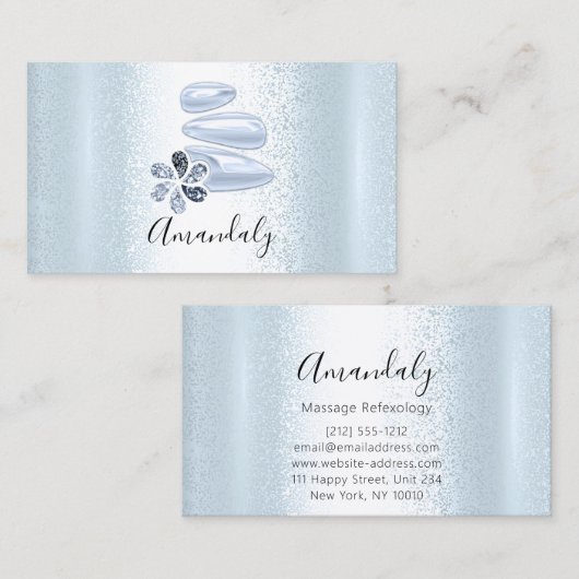 ウェルネススパマッサージセラピーブルーリフレクソロジー 名刺 (正面/裏面)
