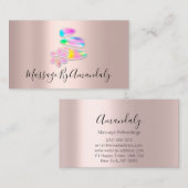 ウェルネススパマッサージセラピーリフレクソロジーバラピンク 名刺 (正面/裏面)