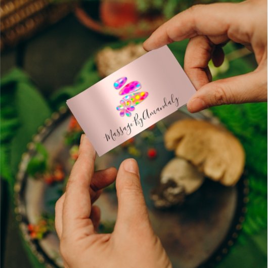 ウェルネススパマッサージセラピーリフレクソロジーホログラフ 名刺