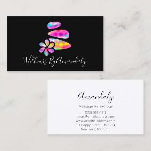 ウェルネススパマッサージセラピーリフレクソロジーホログラフ 名刺 (正面/裏面)