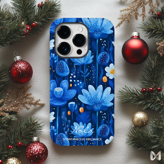 ウェルネスドリーミーブルーフローラと鮮やか詳細 Case-Mate iPhone 14 PROケース