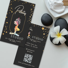 ウェルネスヨガスタジオ ゴールドスター ブラックQRコード 名刺