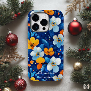 ウェルネス鮮やかフローラエレガンスブルー&オレンジ Case-Mate iPhone 14 PROケース