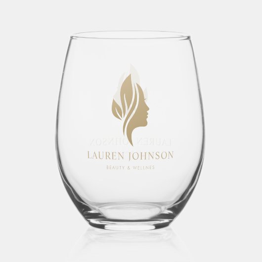 ウェルネス・美しい・ビジネスの宣伝用ロゴ ステムなしワイングラス (裏面)