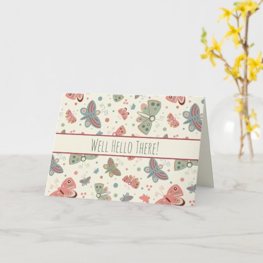 ウェルハローザインスピリシブバタフライノーテカード カード (黄色い花)