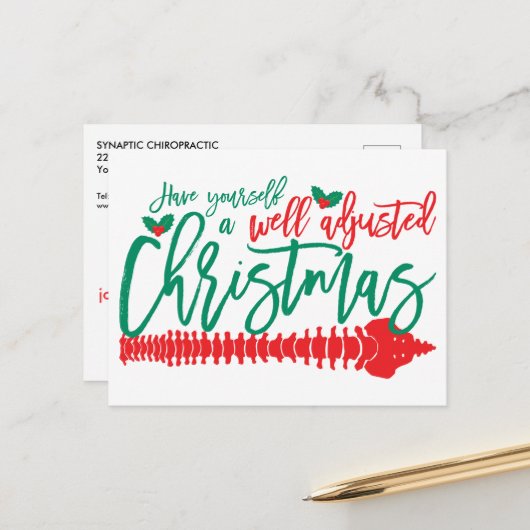 ウェル・アダプスト・クリスマス・カイロプラクティック シーズンポストカード (正面/裏面インサイチュ)