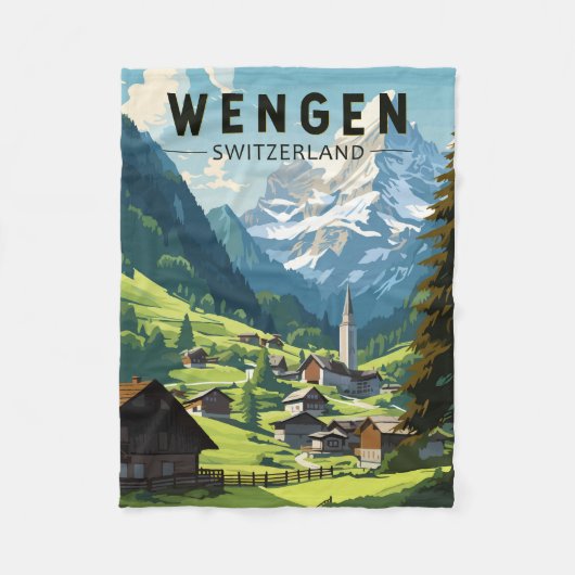 ウェンゲンスイストラベルアートヴィンテージ フリースブランケット (正面)