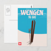 ウェンゲン、スイス、スキーポスター ポストカード (正面/裏面)