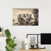 ウェンスラウスホラープリント:顔型景観 ポスター (ホームオフィス)