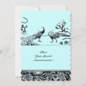 ウェンドンラブピーコックスブラックティール（緑がかった色）ブルー招待状 招待状 (裏面)