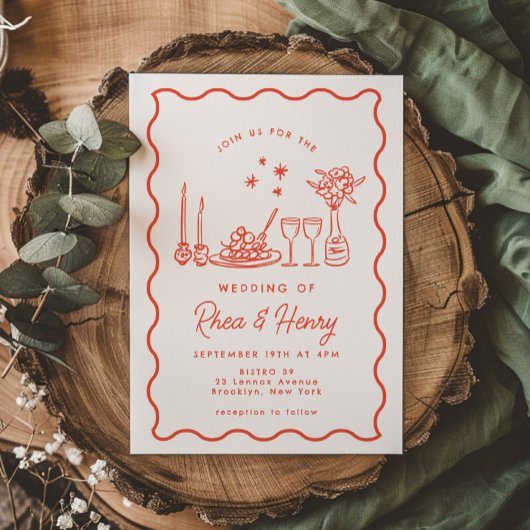 ウェーお洒落ドイタリアンドレ結婚の夕食 招待状