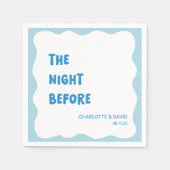 ウェーよくはしゃぐブモダン・ブルー&ホワイト・リハーサル・ディナー スタンダードカクテルナプキン (正面)